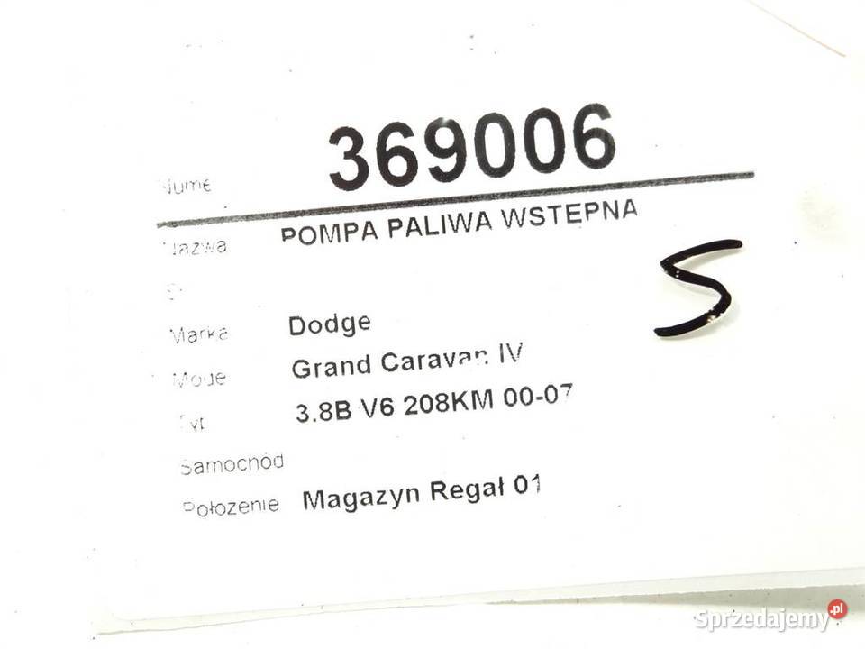 POMPA PALIWA WSTĘPNA DODGE VARAVAN IV 38 209 Pompy paliwa Pompy paliwa