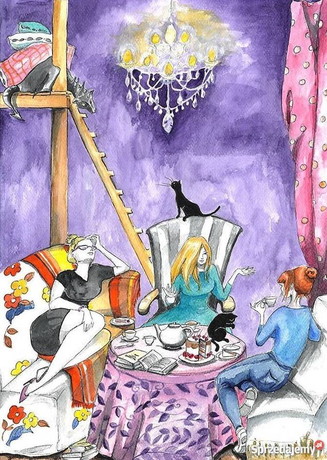 SPOTKANIE WIEDŹM akwarela artystki plastyka sprzedam