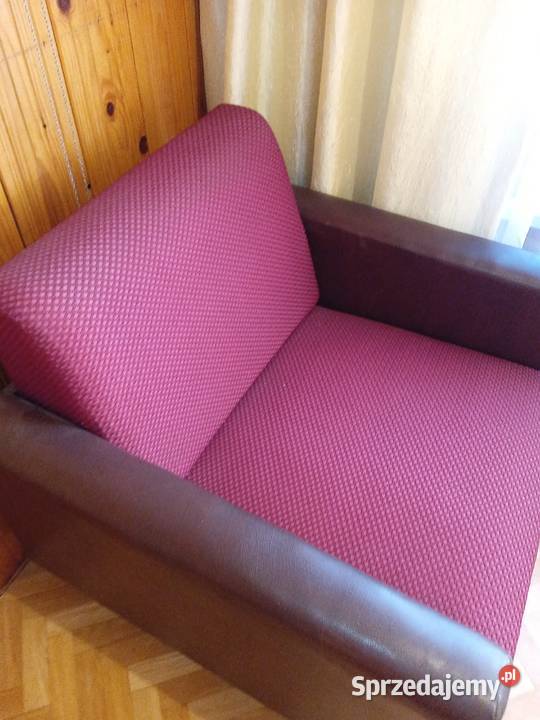 Fotel rozkładany styl PRL bordo vintage antyk