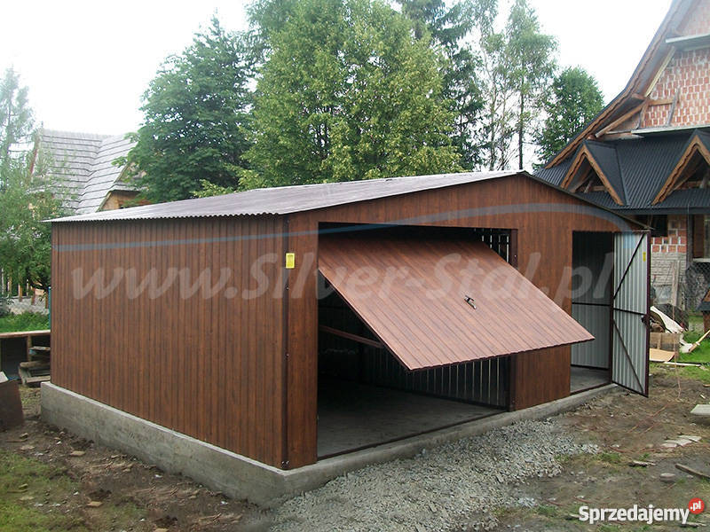Garaż blaszany drewnopodobny 6x6 blacha orzech lubelskie Biłgoraj