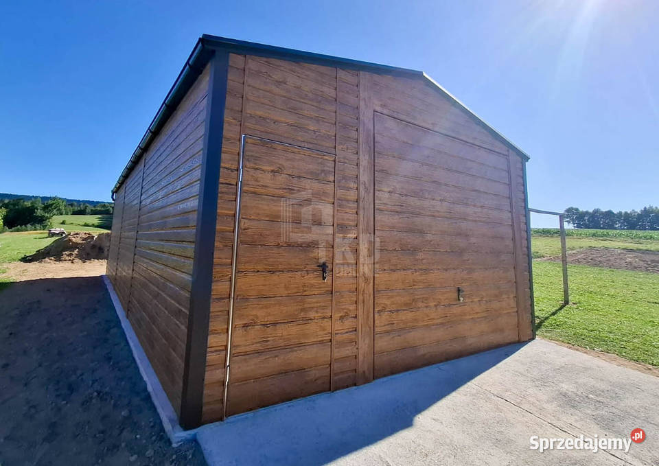 Garaż blaszany 5x6m brama uchylna drzwi 2x okno