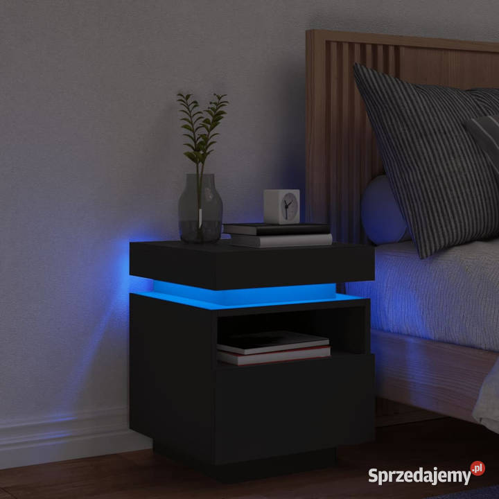 Szafka nocna z oświetleniem LED czarna 40x39x485 mazowieckie Warszawa