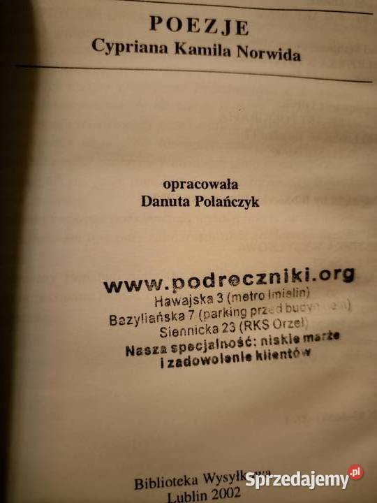 Poezja Norwida analizy literatury księgarnia Warszawa