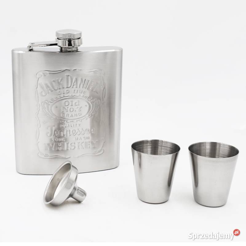 Piersiówka Jack Daniels metalowa kieliszki lejek Sprzęt kuchenny