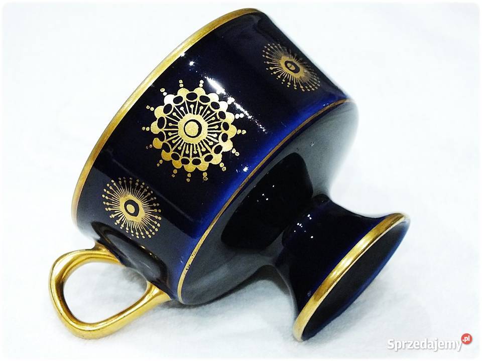 Filiżanka kobalt porcelana kobaltowa złota DDR Żary