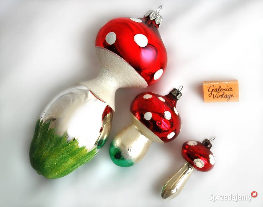Stara bombka szklana ręcznie malowana muchomorek Lublin
