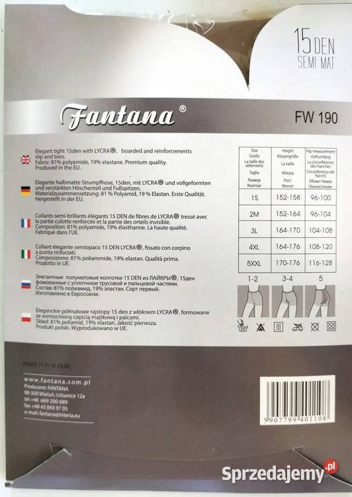 Rajstopy FANTANA 15den Fantana Opal 3 L Wieluń sprzedam