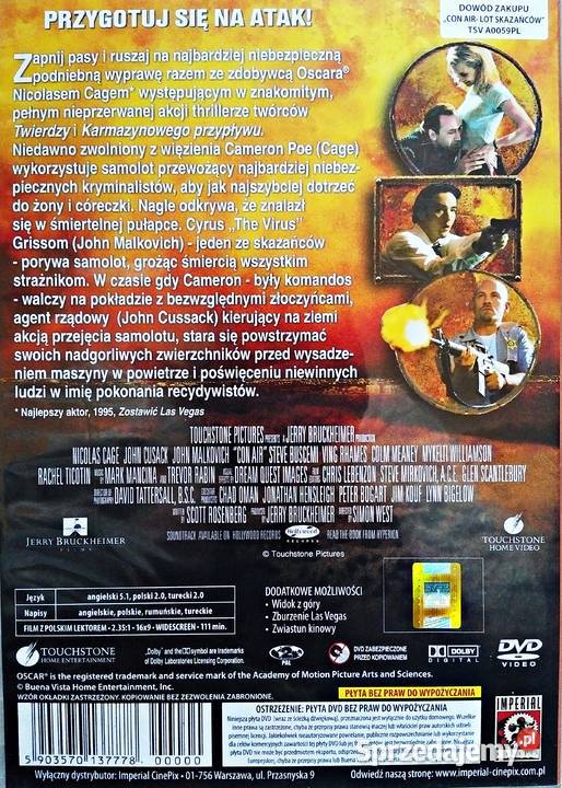 CON AIR LOT SKAZAŃCÓW NICOLAS CAGE Filmy Kalisz