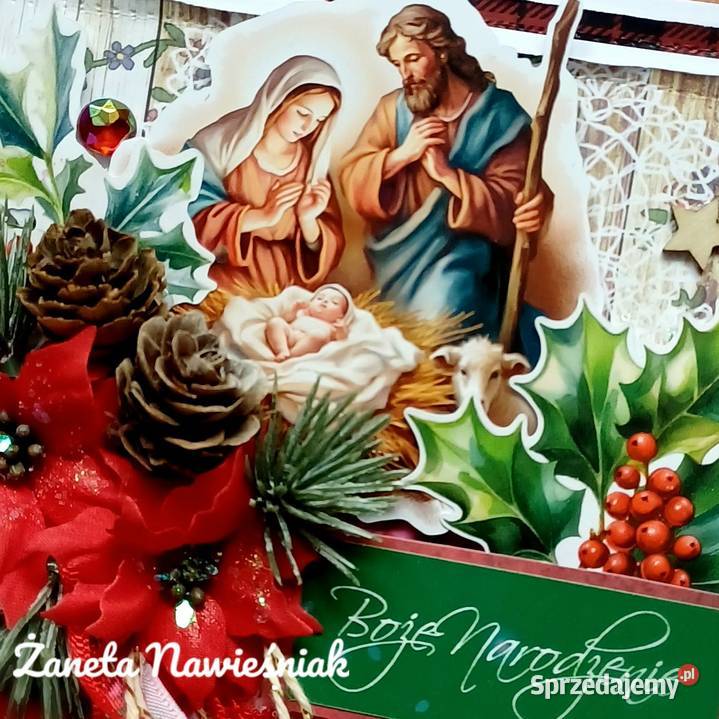 BOŻE NARODZENIE KARTKA świąteczna ręcznie