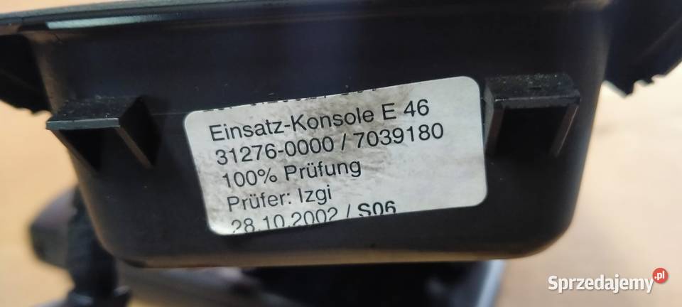 BMW 3 E46 LIFT 0104 SCHOWEK TUNEL ROLETA NA