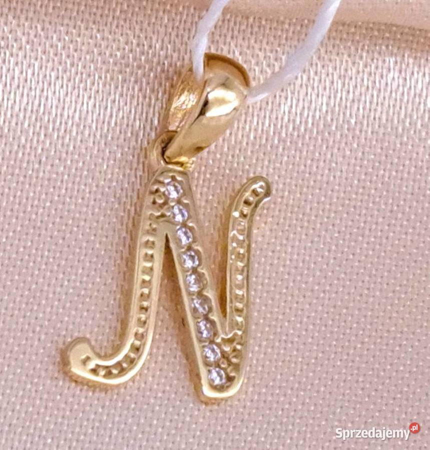 Wisiorek Złoty pr333 Literka N Z572 wielkopolskie Poznań