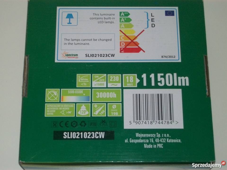 UWAGA OKAZJA Eksluzywna lampa wpuszczana LED 18W Łódź