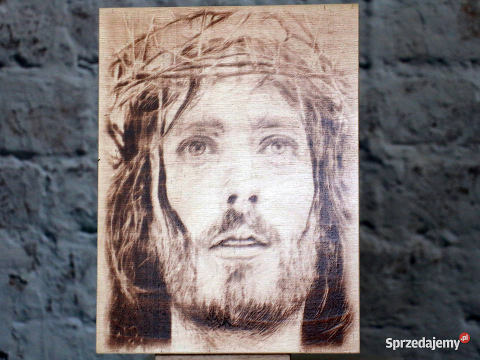 Chrystus Obraz wypalony w drewnie Jasienica Rosielna