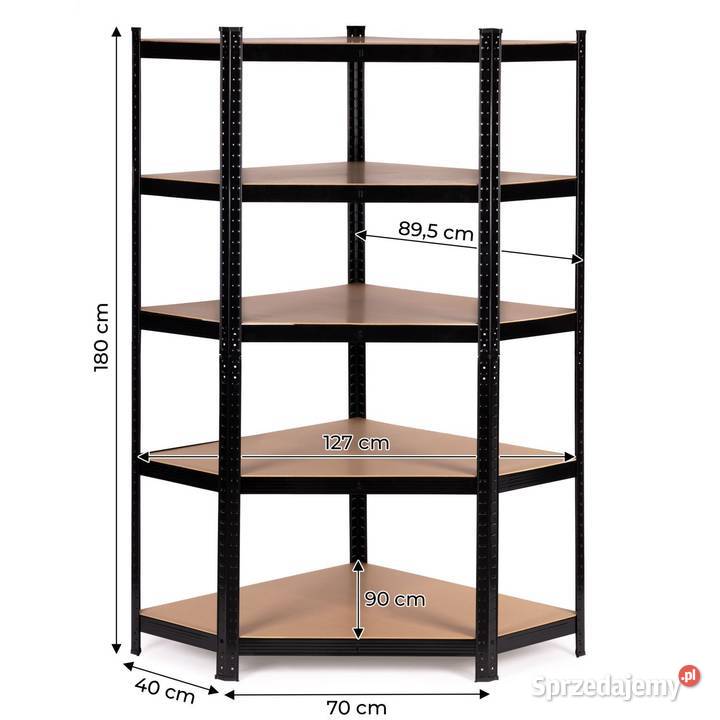Regał narożny metalowy czarny 5 półek Poznań