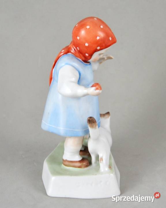 Dziewczynka z kotem Art deco Zsolnay A Sinkó Porcelana i szkło Bronisze