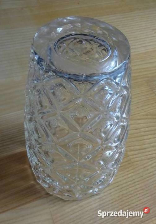 Wazon Grube Szkło Przezroczyste Piękny Szlif Poznań
