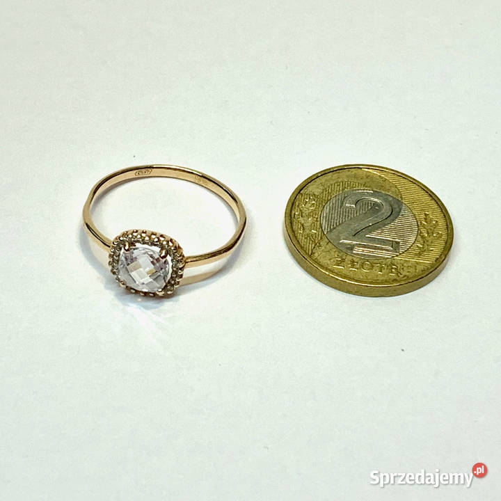 Złoty PIERŚCIONEK 585 14K piękne KAMIENIE Warszawa