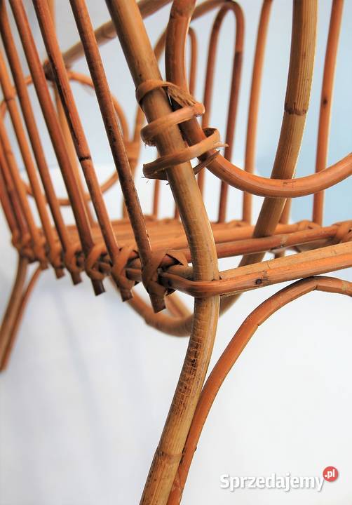 Gazetnik rattanowy art deco design lata 60 PRL lubelskie Lublin sprzedam