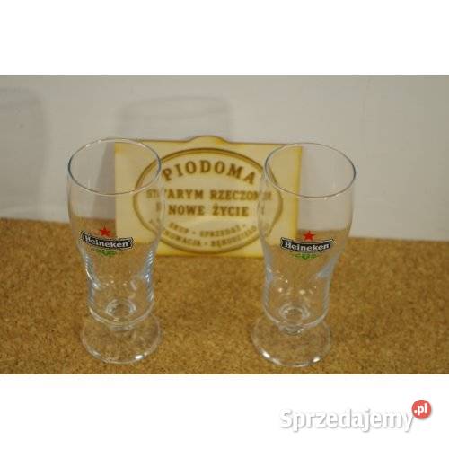 Komplet 2 pokali do piwa Heineken firmowe szkło