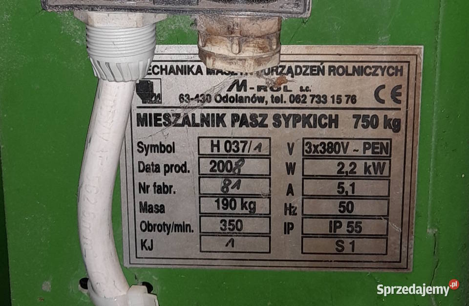 Mieszalnik pasz sypkich 750 H 0371 MROL Wiskitki
