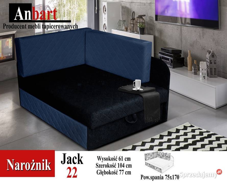 Łóżko narożne dziecka sofa rozkładana 170 75 53cm Łóżka
