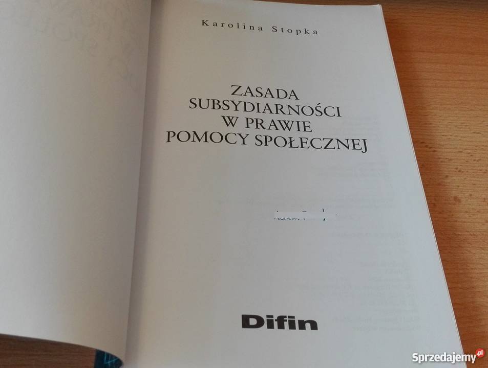 Zasada subsydiarności w prawie pomocy społecznej Gdańsk sprzedam
