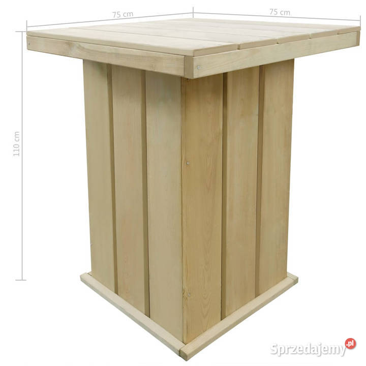 Stolik barowy 75x75x110 impregnowane drewno