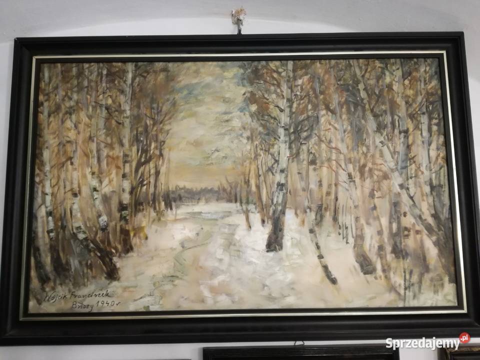 Franciszek WÓJCIK Brzozy nastrojowy obraz olejny Kraków