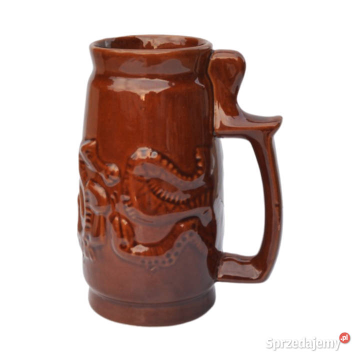 Ceramiczny brązowy kufel SPiLA Bolesławiec brązowy mazowieckie
