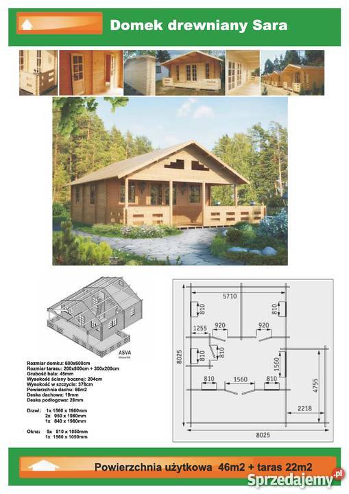 DREWNIANY DOMEK LETNISKOWY SARA 46 22 M2 Pozostałe warmińsko-mazurskie Mrągowo