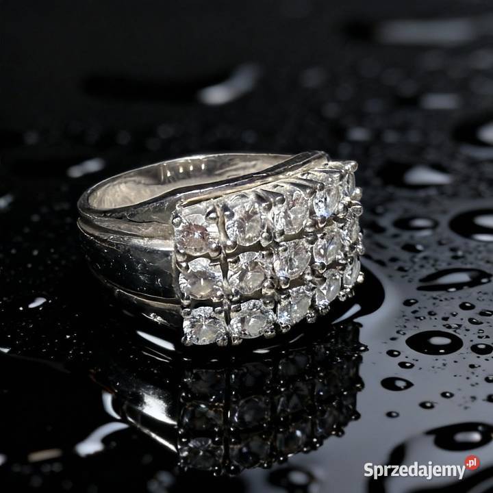 Pierścionek z białego złota 585 15 brylantów 163 złoto