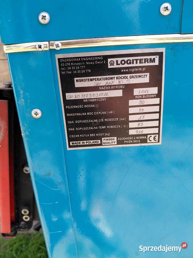 Piec kocioł zasypowy CO Logiterm drewno węgiel Toszek