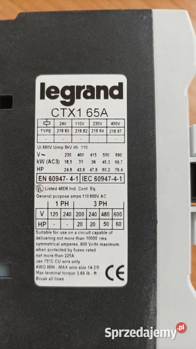 Stycznik Mocy Legrand CTX1 65A Produkcja Jelenia Góra