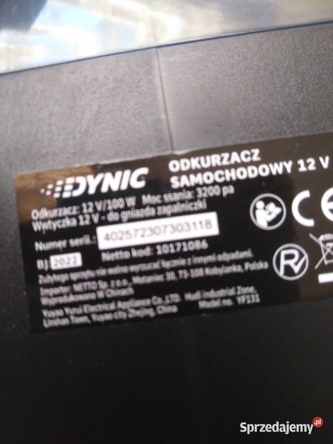 Odkurzacz samochodowy DYNIC 12v Grodzisk Mazowiecki sprzedam