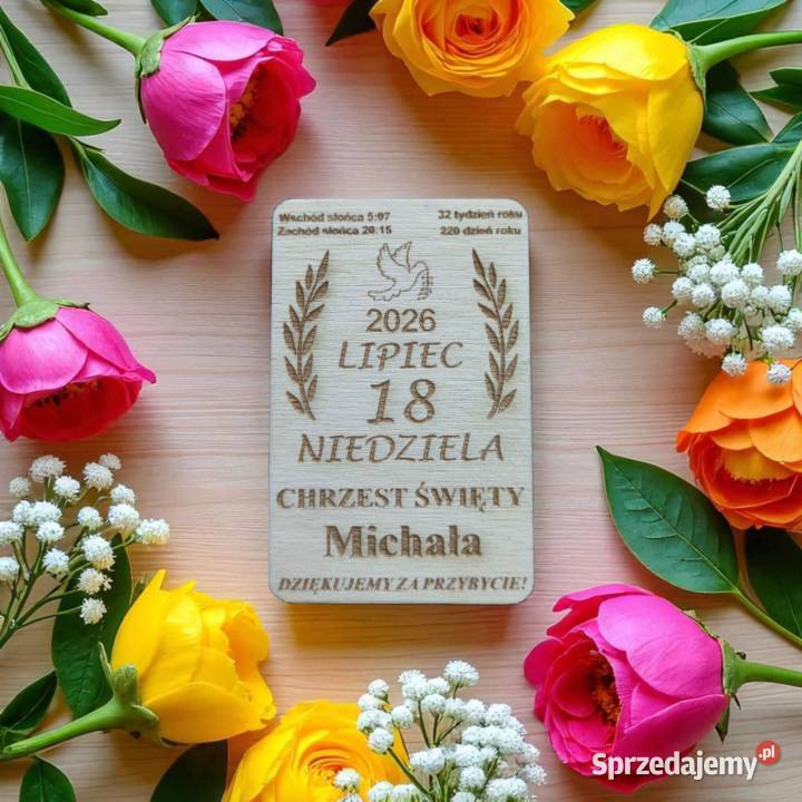 Drewniany Magnes Kartka z kalendarza na Ślub Pozostałe Lublin