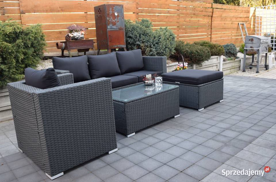 BORNEO popiel grafit technoratan sofa fotel pufa