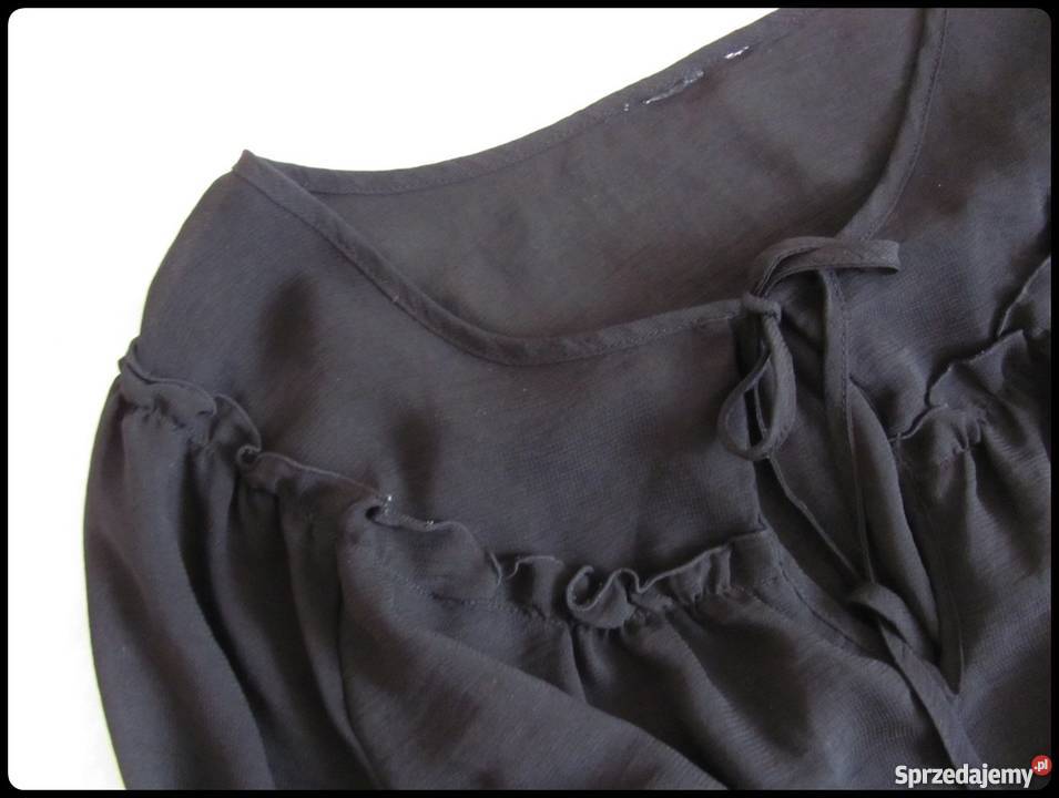 Czarna lekka bluzka koszula z wiązaniem dekolcie Płock sprzedam
