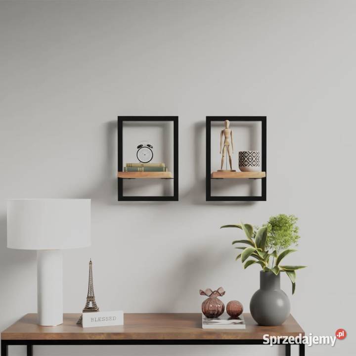 Półki ścienne 2 25x25x35 lite drewno akacjowe i Warszawa