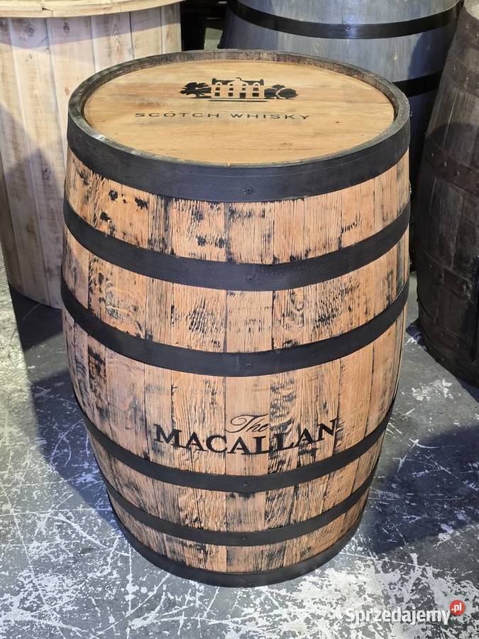 Beczka dębowa biała pomalowana motyw Gdańsk