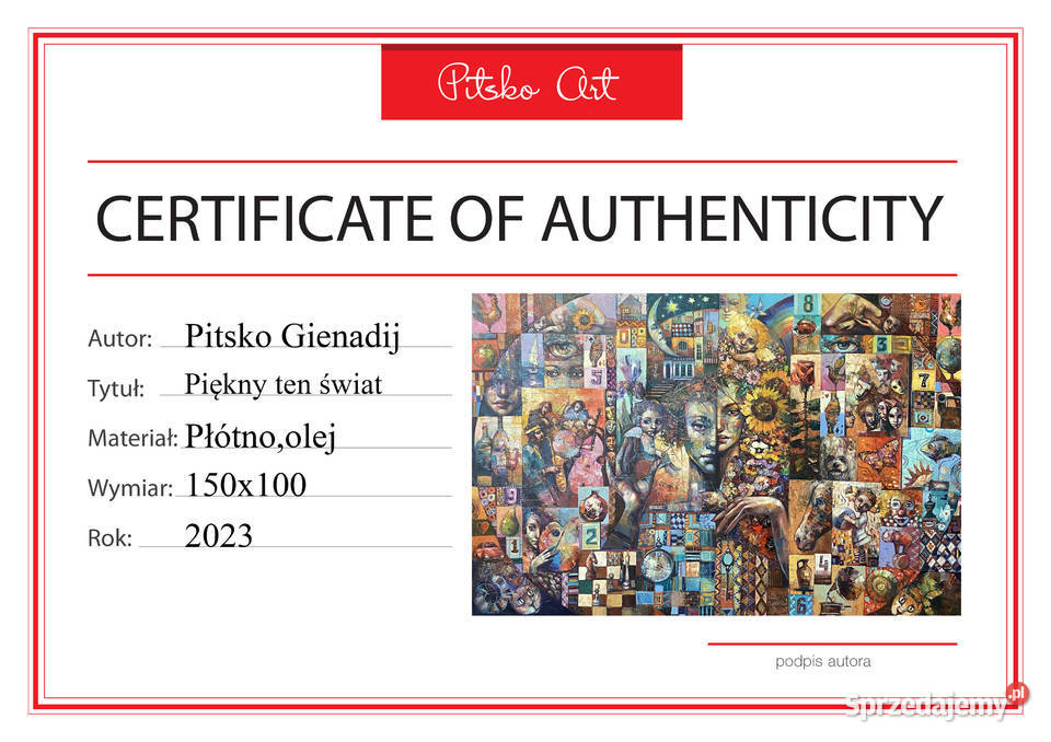Pitsko Giennadij 150x100 Piękny ten świat obraz Rumia sprzedam