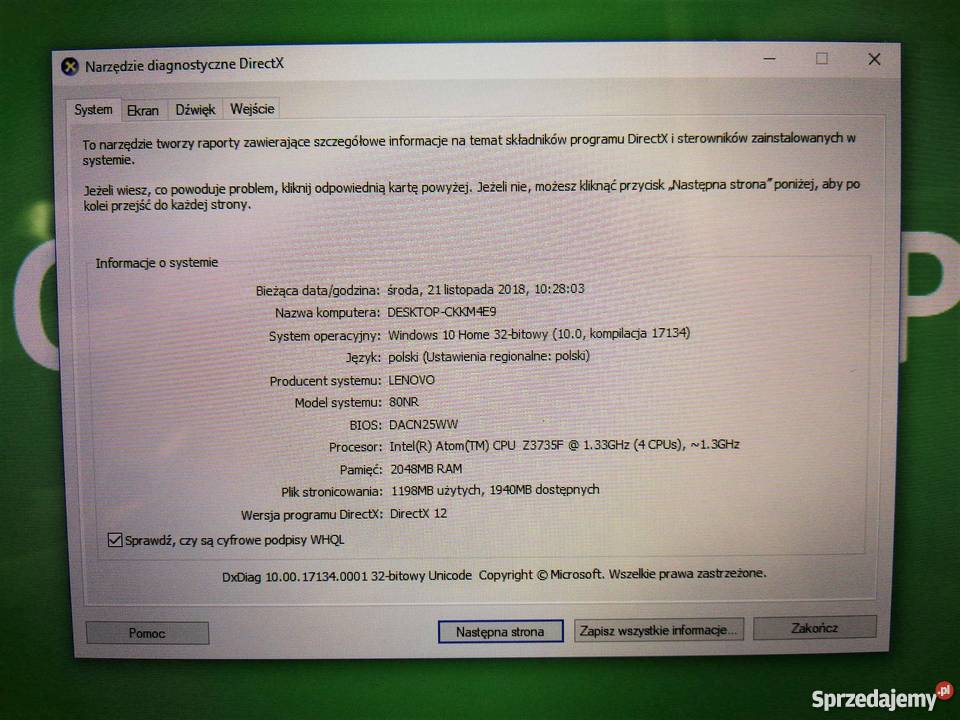 LAPTOP 2 W 1 LENOVO MIIX 30010 IBY 32GB 2GB Strzelin