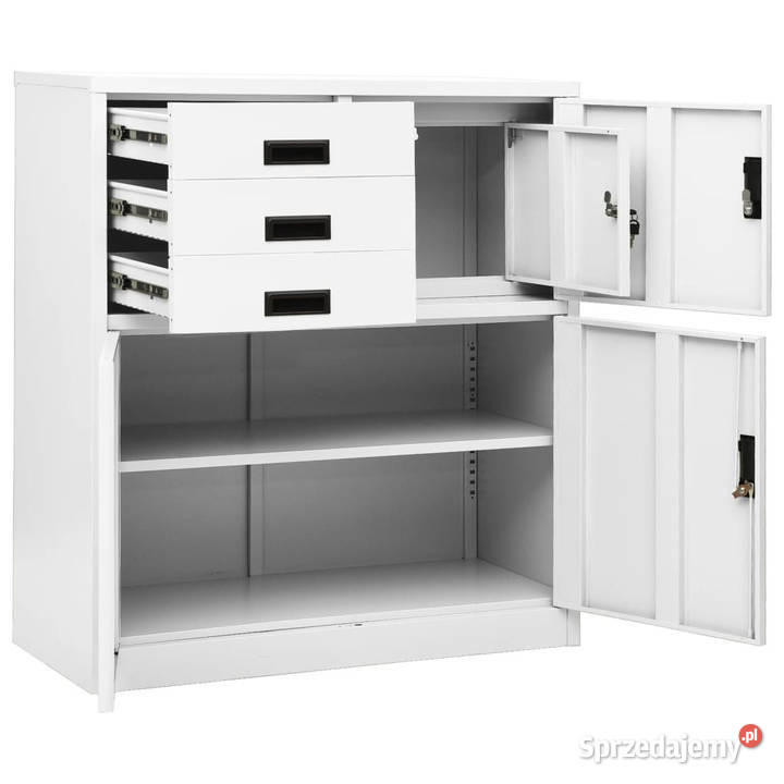 Szafka biurowa biała 90x40x102 stalowa WM336405 mazowieckie Warszawa