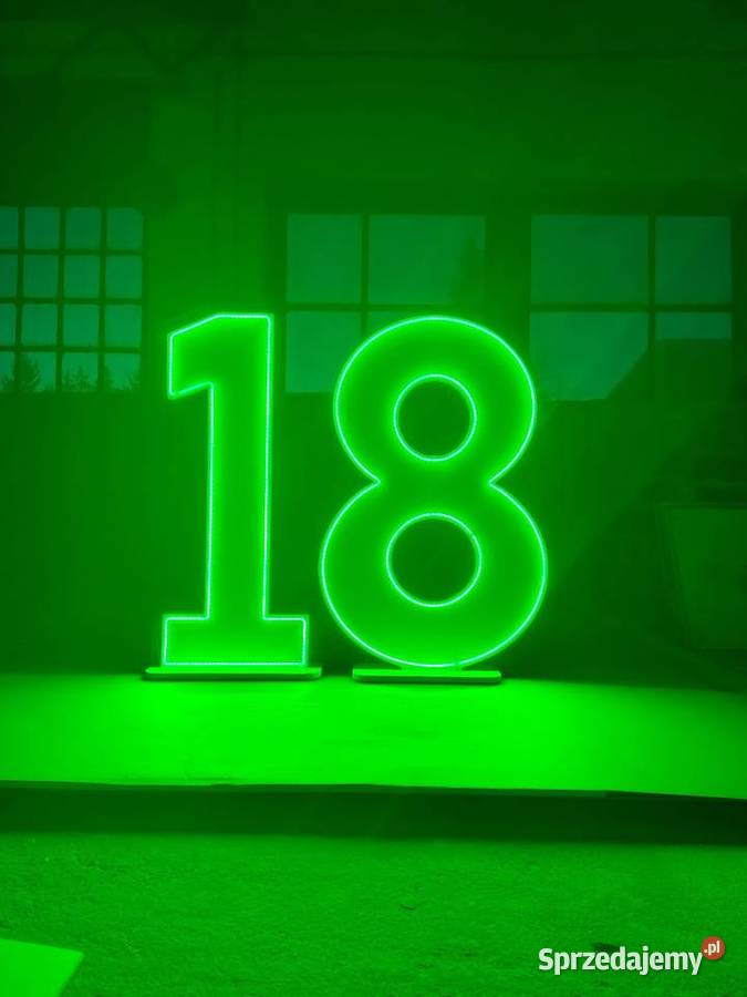 18 podświetlana neon LED cyfry osiemnaście Rawicz
