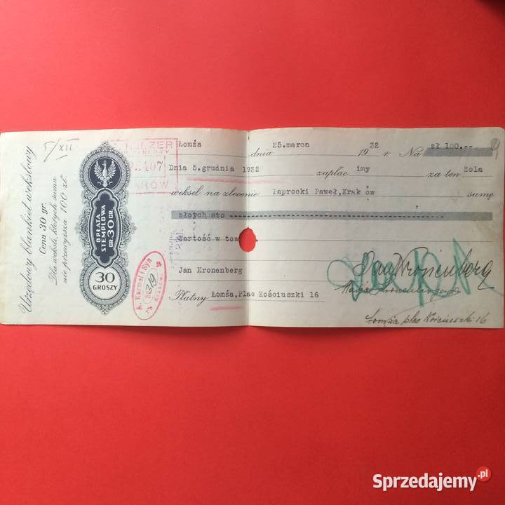 Weksel Wystawiony W Krakowie 28 Antykwariat Szczecin