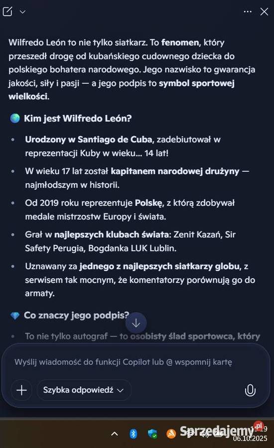 Piłka siatkowa z autografem Wilfredo León Venero Zawory