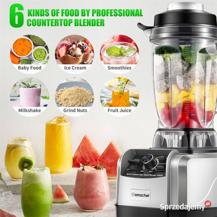 Blender kielichowy AMZCHEF 1500 W szary śląskie Zawiercie sprzedam