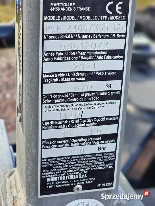 Kosz Manitou Platforma PSE4400365 225x4m MRT zachodniopomorskie Płoty sprzedam
