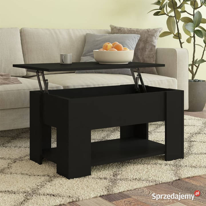 Stolik kawowy czarny 79x49x41 materiał mazowieckie