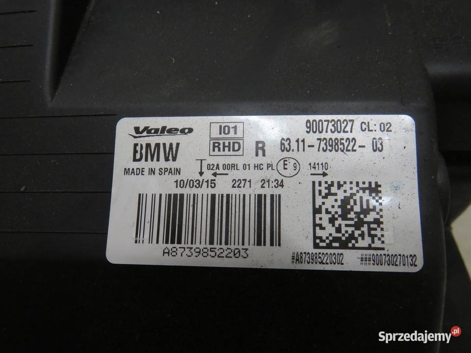 LAMPA PRAWA PRZÓD PRZEDNIA ADAPTIVE LED BMW I3 osobowe