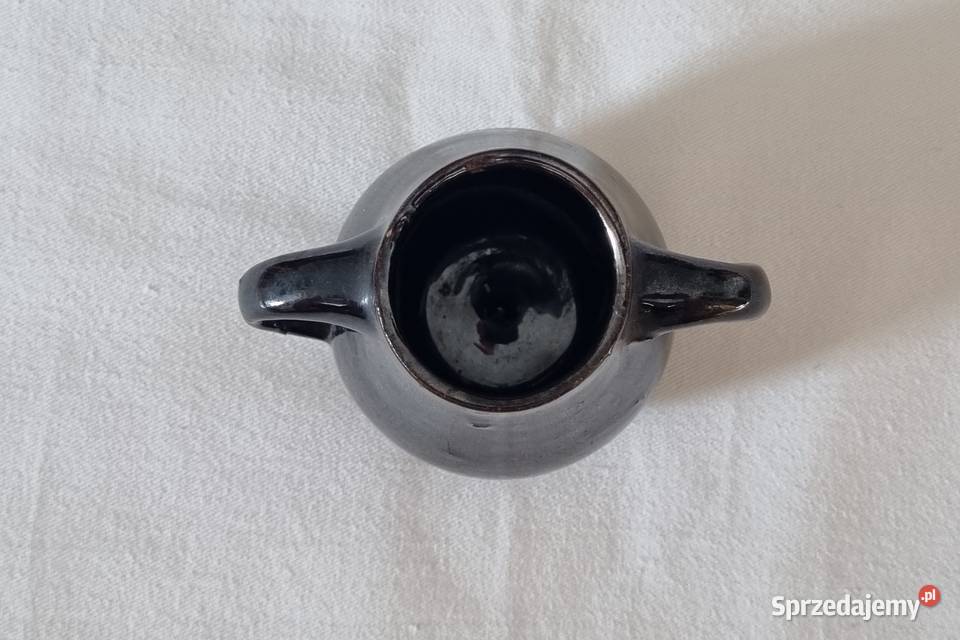 Mały ceramiczny czarny wazonik z 2 uchami czarny mazowieckie Warszawa